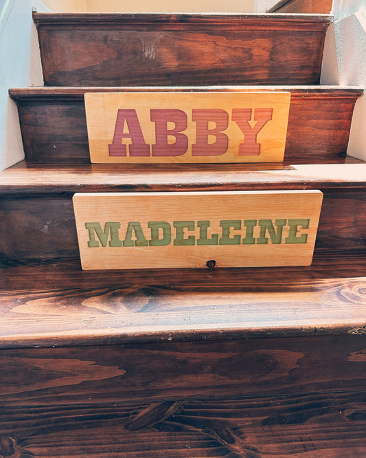 Custom Pine Name Sign with Resin Inlay