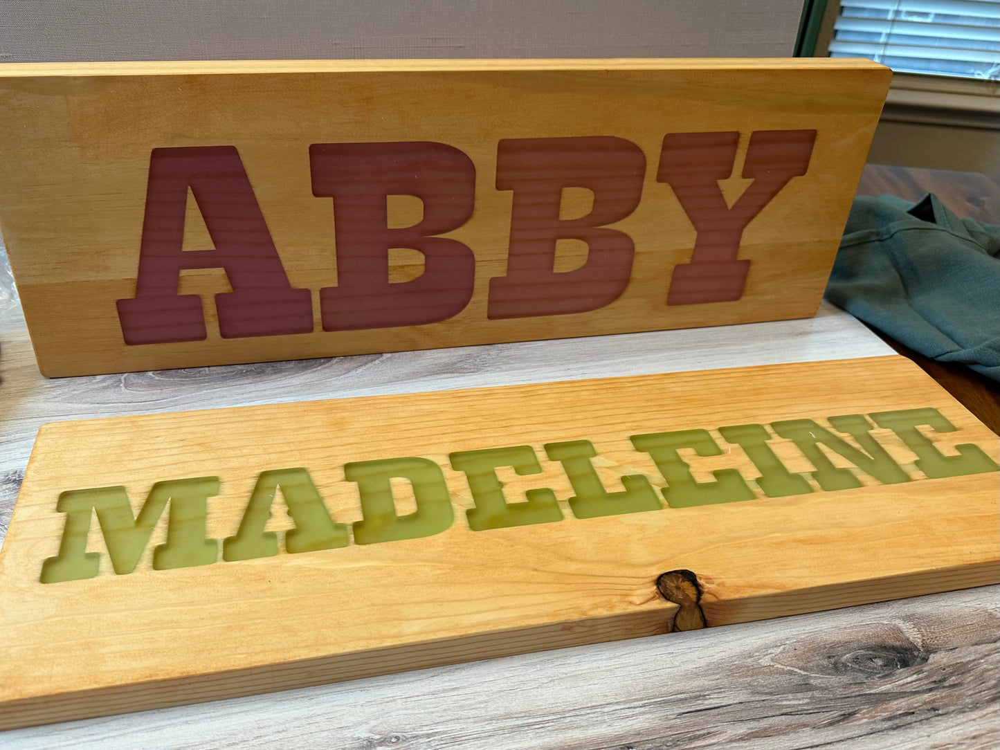 Custom Pine Name Sign with Resin Inlay