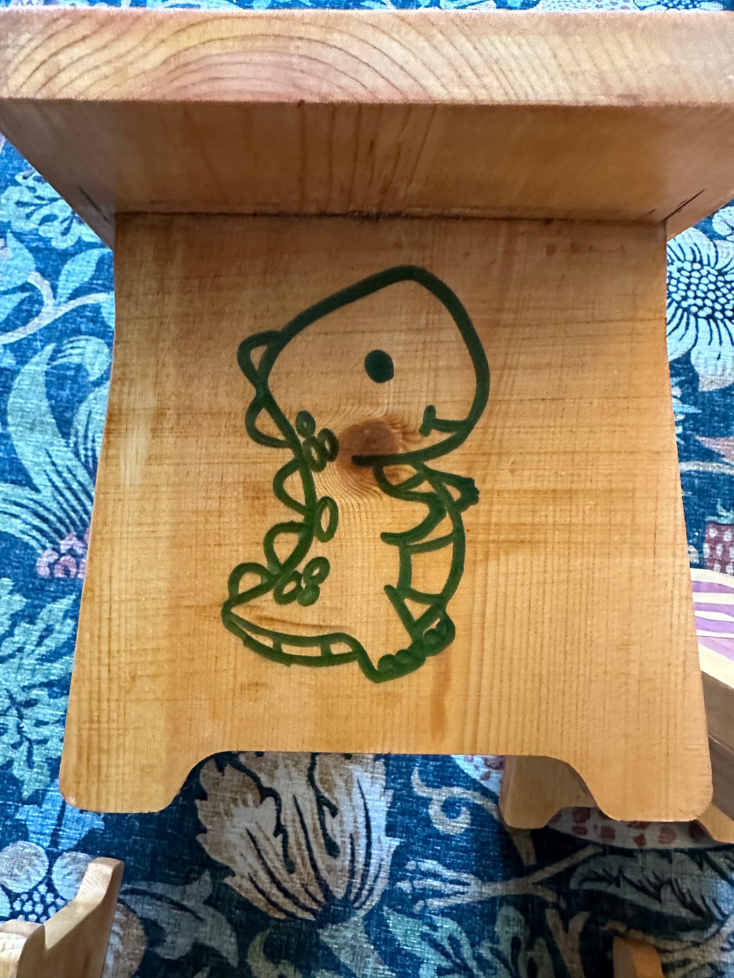 Custom child’s bench made in pine with resin inlay