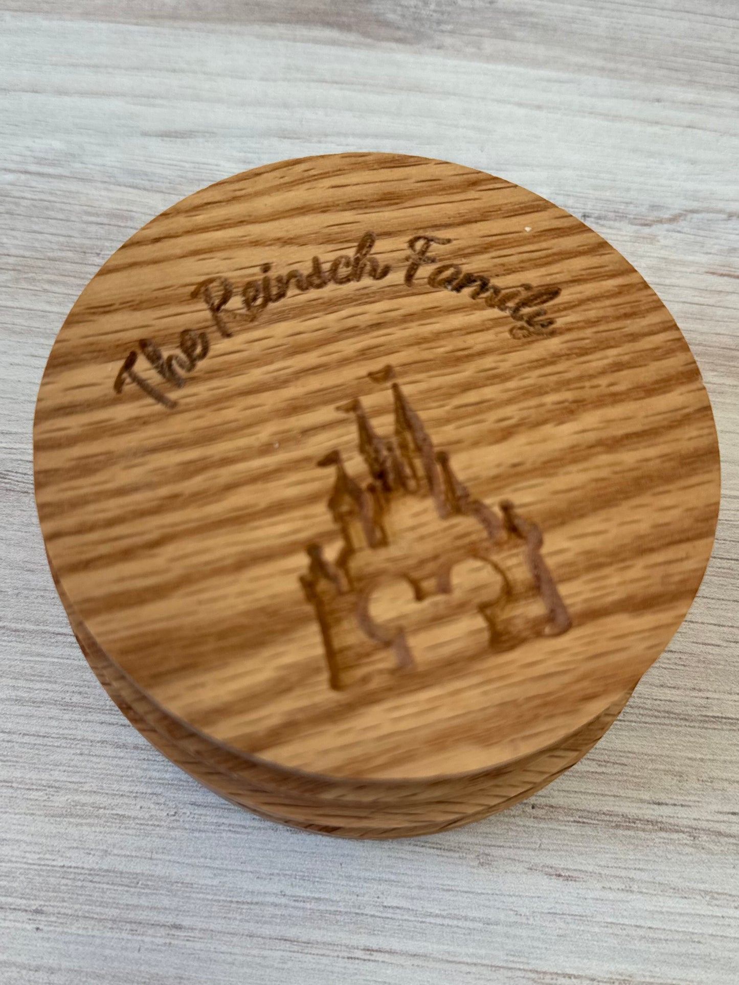 Personalized Oak Coasters 4 inches round Disney Style